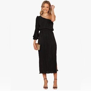 Petal & Pup Women's Pontee One Shoulder Pleated Midi Dress